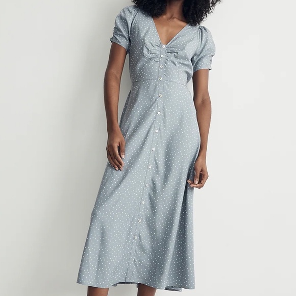 Madewell | Leedra Button-Front Midi Dress in Dot - Picture 1 of 8